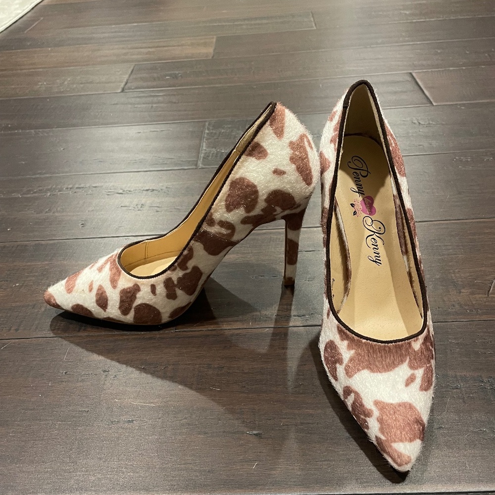 Penny Loves Kenny Cow Print Heels